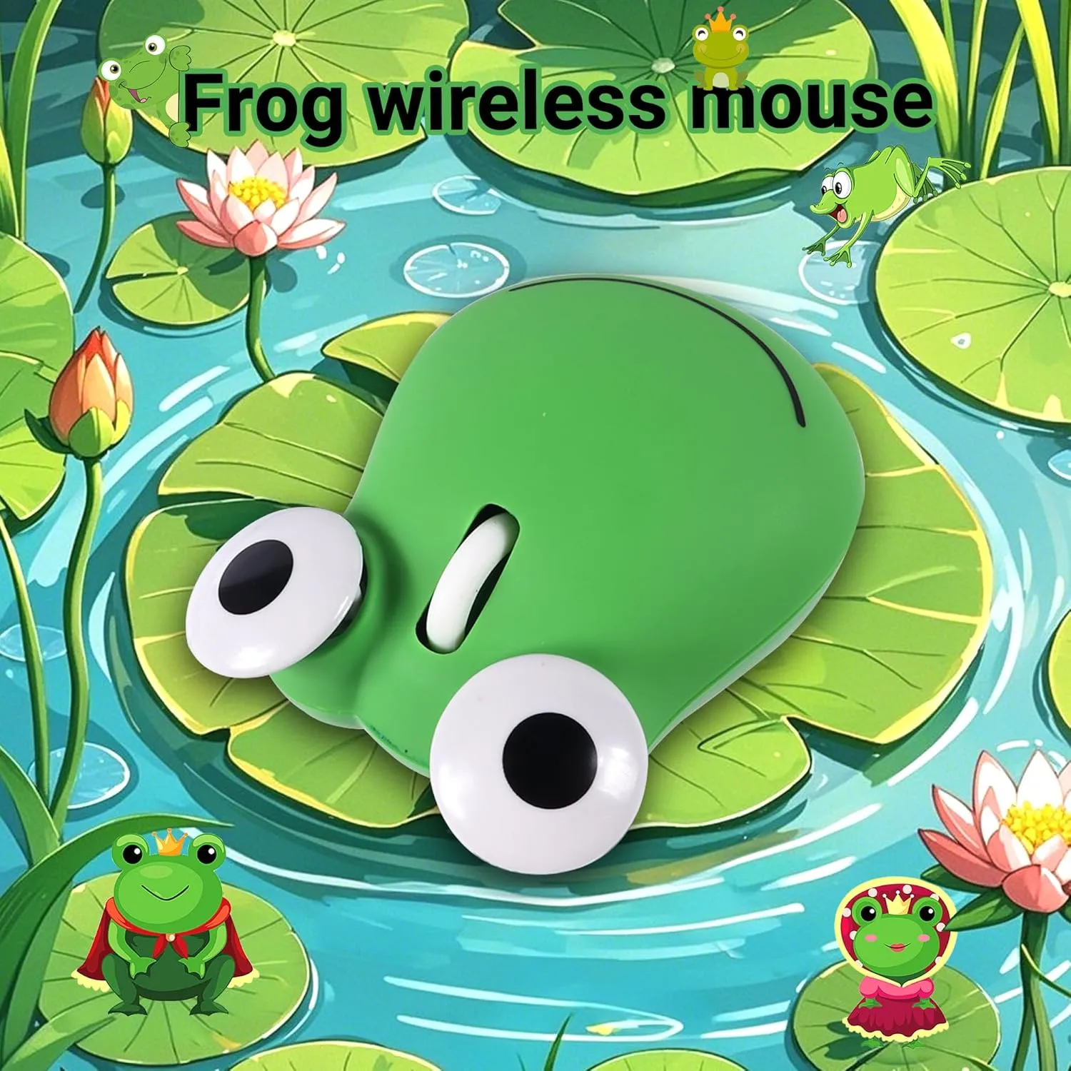 2.4G Wireless Mouse Cute Frog Computer Mouse Bluetooth Mouse USB Optical 1600DPI Mouse Portable Travel Dual-Mode Cordless Mice with Receiver for Laptop, PC, Notebook (Dual Mode Frog)