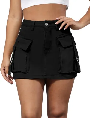 Agenlulu Denim Skort for Women Dressy Casual Mini Cargo Skorts Skirts High Waisted Jean Skirts Shorts with Pockets
