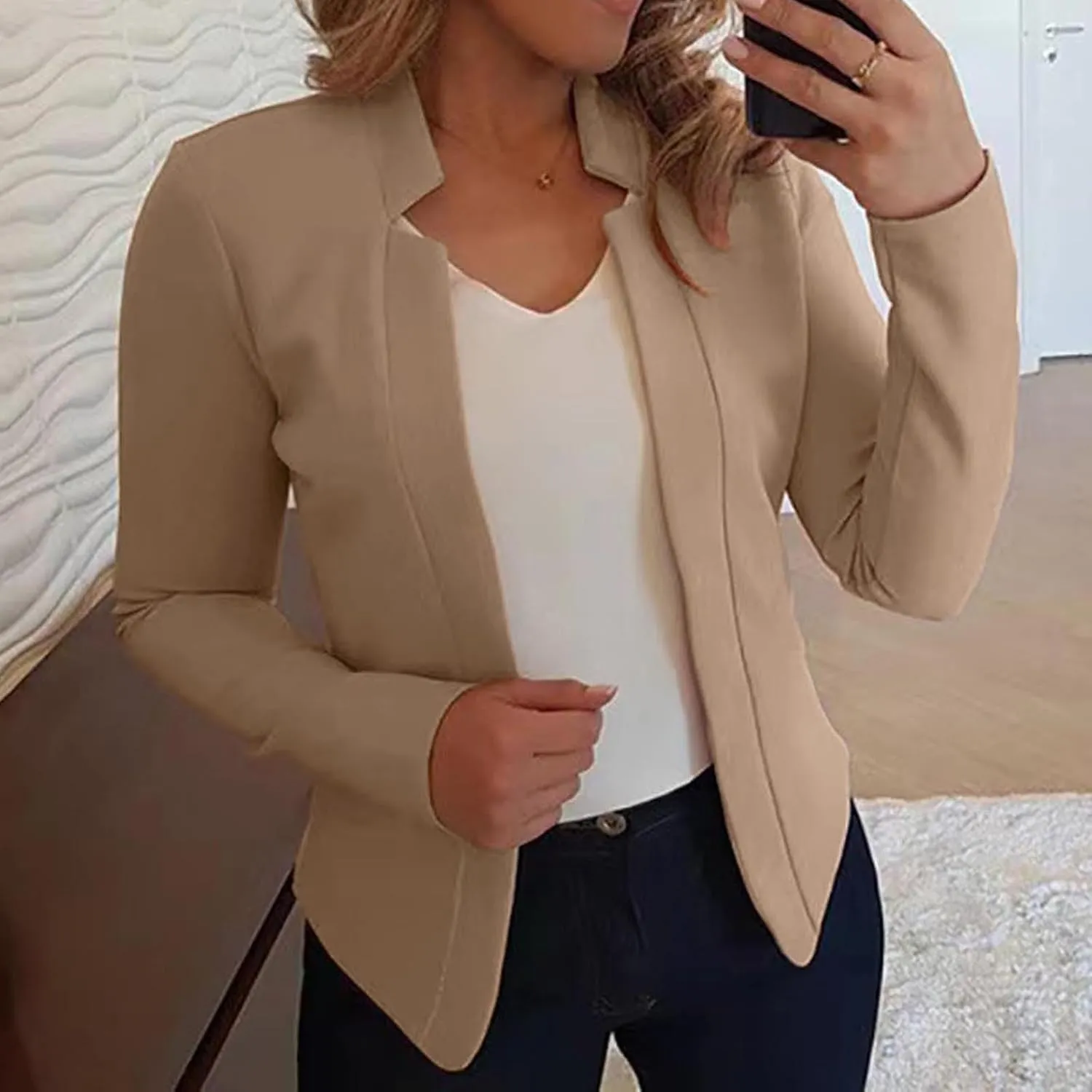 Blazers for Women Short Fall Jackets Tops Long Sleeve Shirts Casual Lightweight Cardigan Coat Cropped Blazer, Small