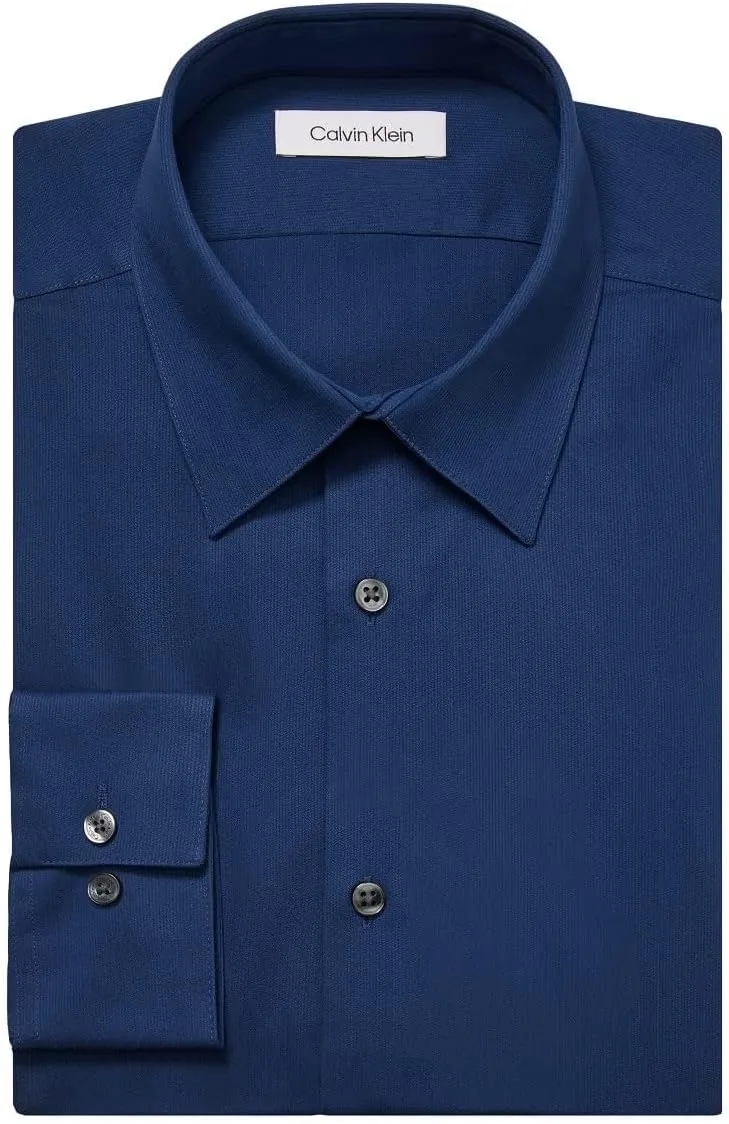 Calvin Klein Men's Slim Fit Non Iron Solid Dress Shirt - Amazon Exclusive