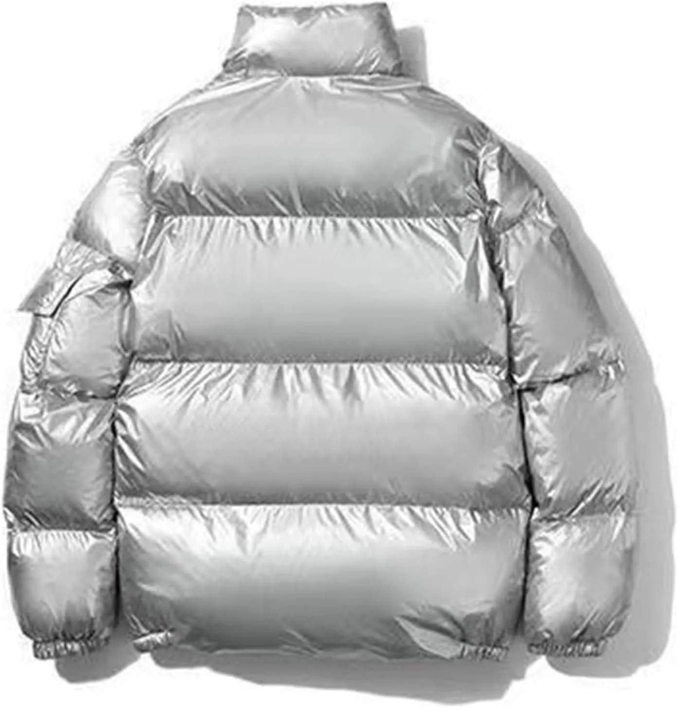 Cambkatl Men's Glossy Padded Winter Coat Metallic Full Zip Down Quilted Puffer Jacket Warm Plus Size Shiny Puffy Outerwear