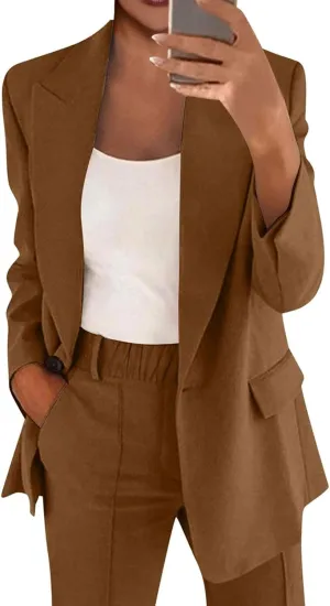 ChicCrate Blazer Sets Women 2 Piece Outfits Dressy Pant Suits Business Casual Outfits Loose Pants Work Clothing