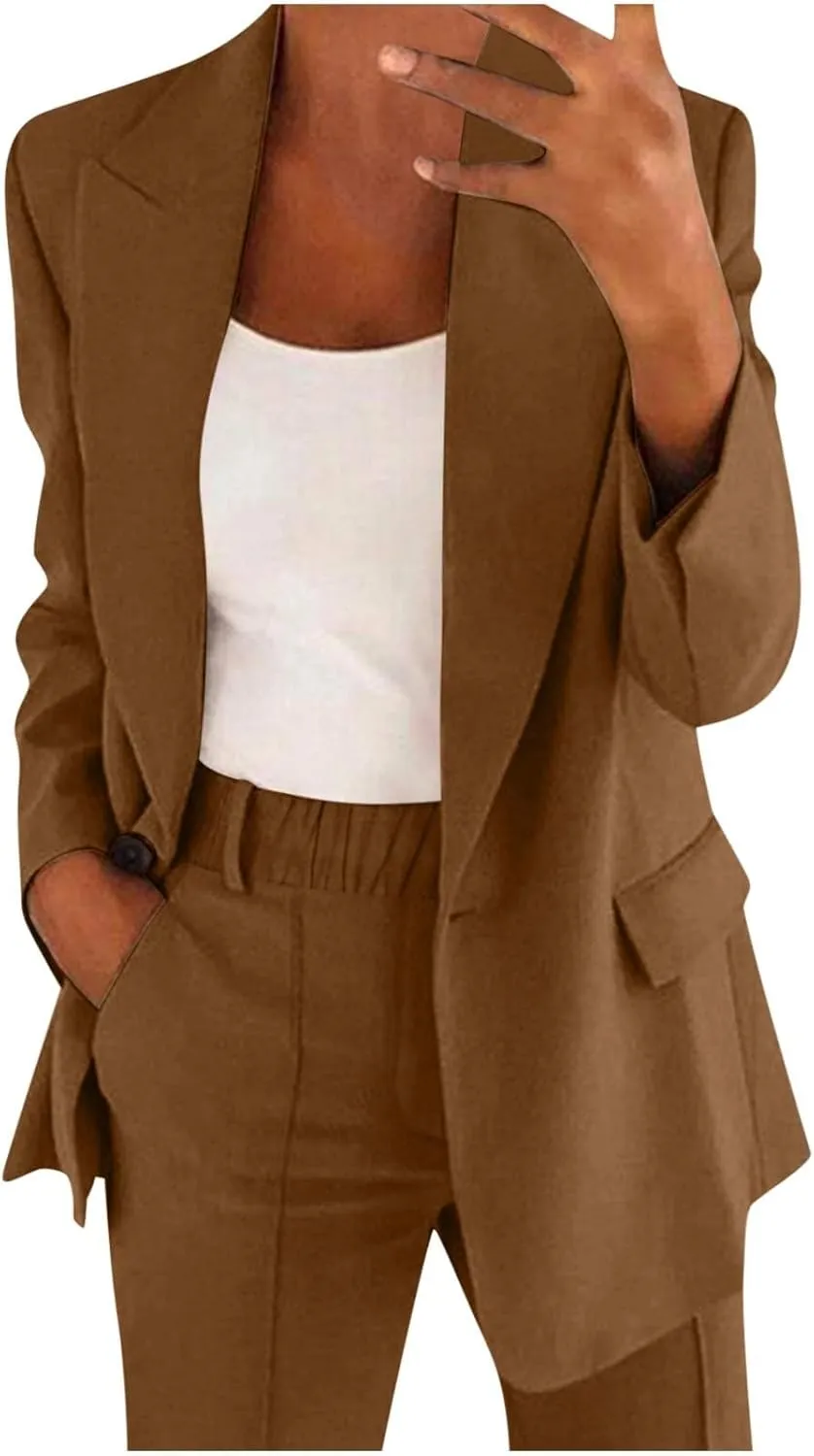ChicCrate Blazer Sets Women 2 Piece Outfits Dressy Pant Suits Business Casual Outfits Loose Pants Work Clothing