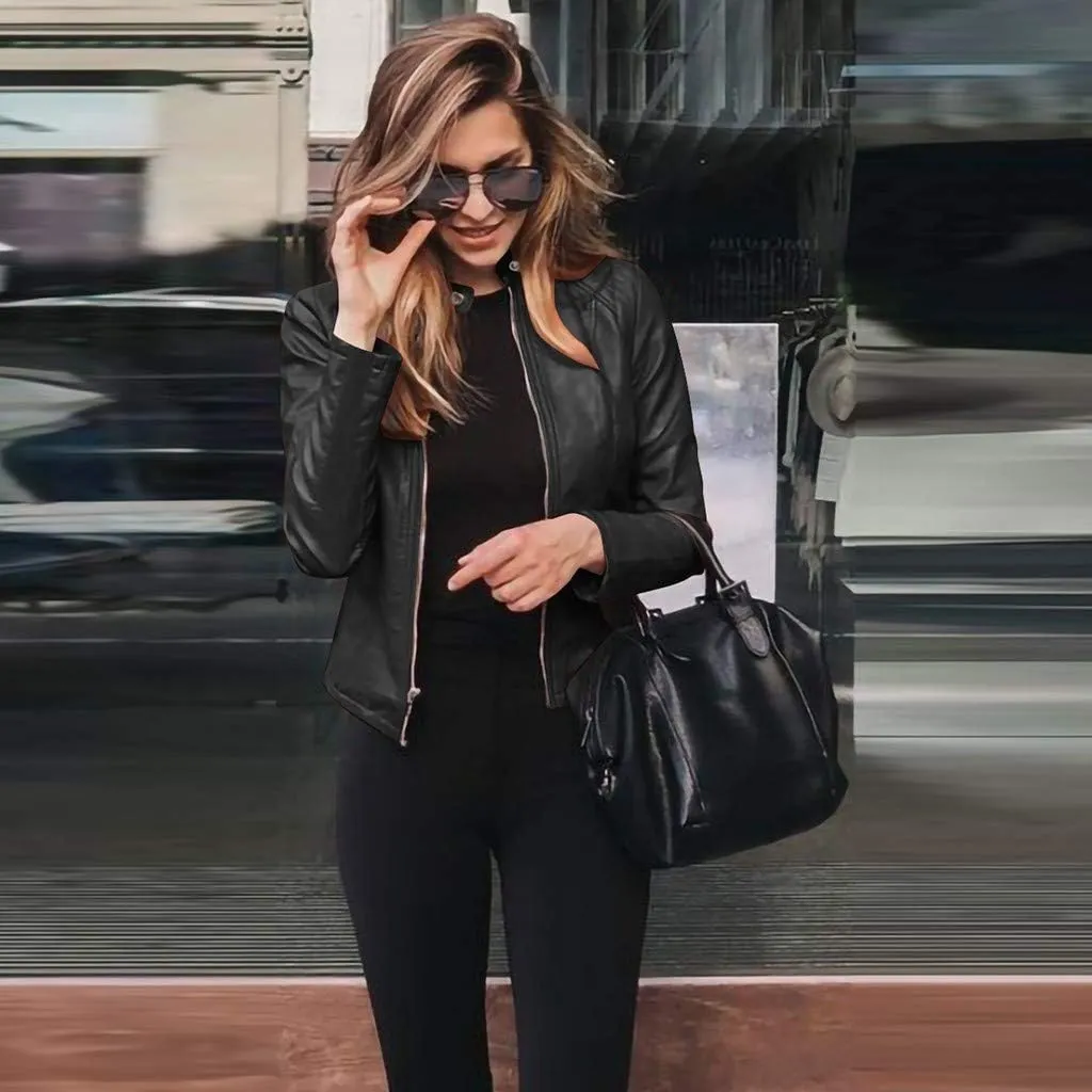 ChicCrate Womens Fashion Faux Leather Jackets Suede 2025 Outfits Winter Clothes Open Front Cropped Coat Outwear