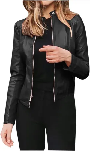 ChicCrate Womens Fashion Faux Leather Jackets Suede 2025 Outfits Winter Clothes Open Front Cropped Coat Outwear