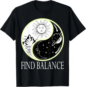 Find Balance Yin Yang Positive Vibes Yoga Motivation T-Shirt