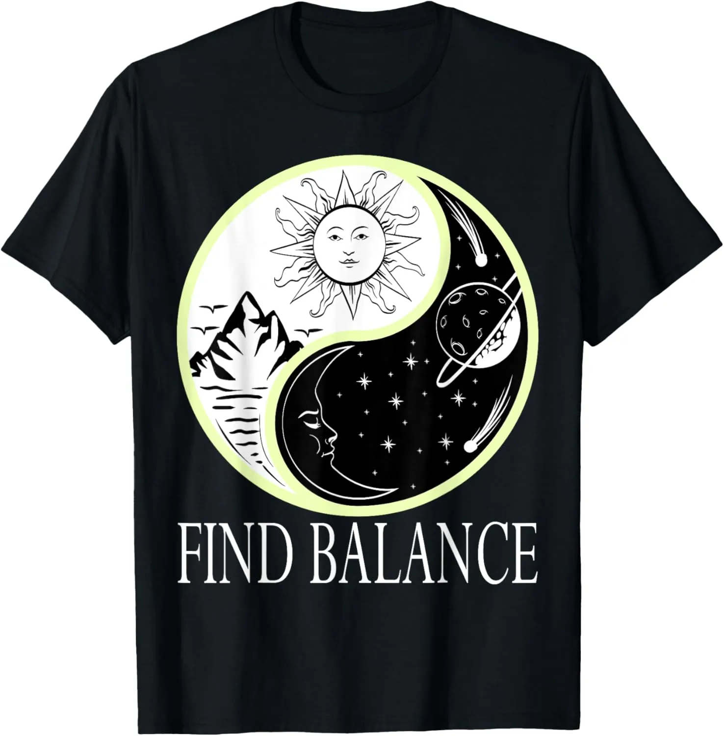 Find Balance Yin Yang Positive Vibes Yoga Motivation T-Shirt