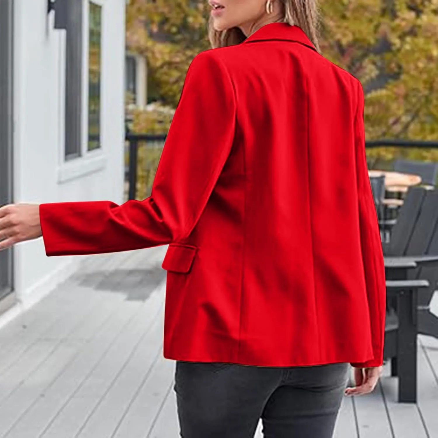 Firzero Womens Blazers for Work Casual Office Jacket 2024 Work Lapel Button Down Solid Elegant Long Sleeve Dressy Jackets
