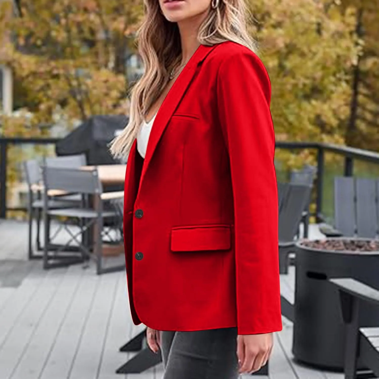 Firzero Womens Blazers for Work Casual Office Jacket 2024 Work Lapel Button Down Solid Elegant Long Sleeve Dressy Jackets