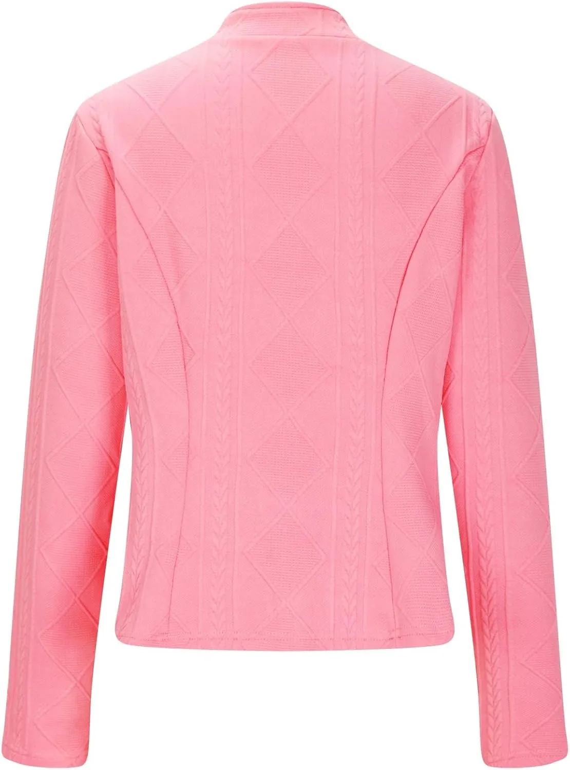 HGps8w Women's Jacquard Cropped Office Jackets, Dressy Stand Collar Business Casual Button Up Elegant Outerwear Coats