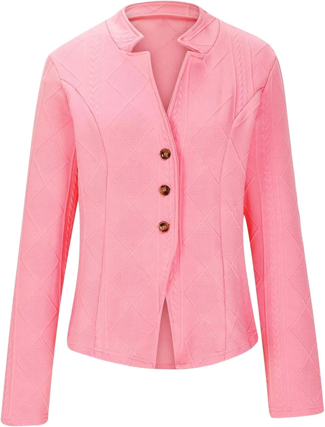 HGps8w Women's Jacquard Cropped Office Jackets, Dressy Stand Collar Business Casual Button Up Elegant Outerwear Coats