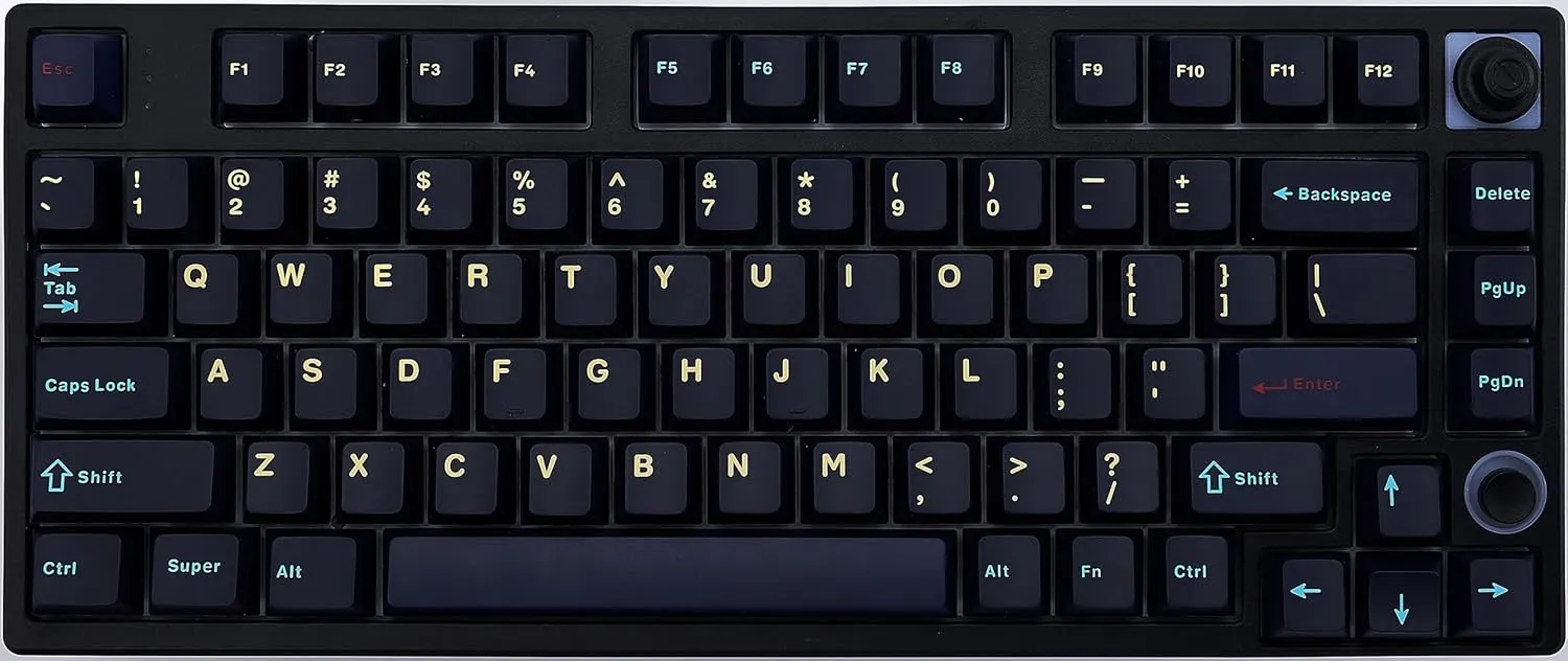 KEYMECHER 75% Mechanical Keyboard, RGB Backlit Hotswap Wireless Keyboard Support Bluetooth, 2.4G and Wire Connection, Mechanical Gaming Keyboard with Ganss Silver Switches, PBT Keycaps and Volume Knob