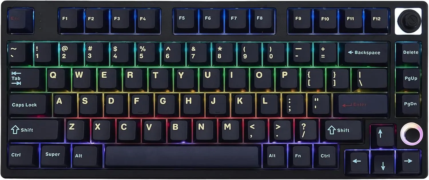 KEYMECHER 75% Mechanical Keyboard, RGB Backlit Hotswap Wireless Keyboard Support Bluetooth, 2.4G and Wire Connection, Mechanical Gaming Keyboard with Ganss Silver Switches, PBT Keycaps and Volume Knob