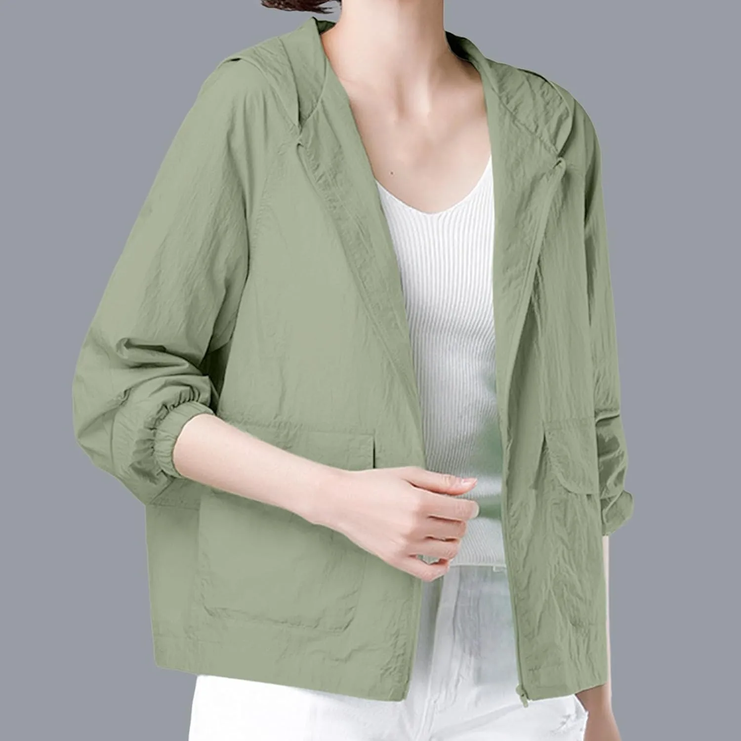 Lightweight Rain Jacket for Women Hood Packable Softshell Breathable Raincoat Hiking Fishing Travel Waterproof Jacket