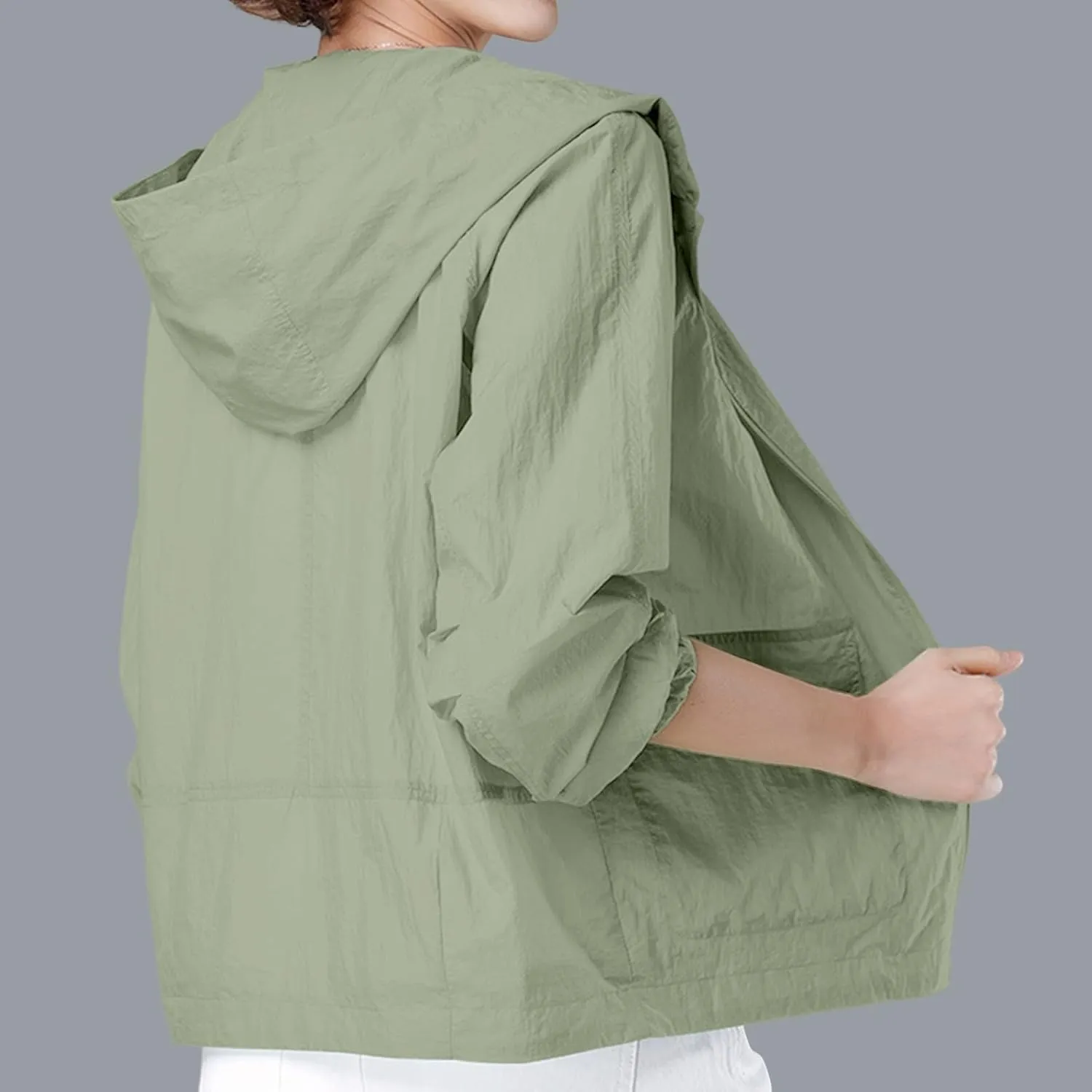 Lightweight Rain Jacket for Women Hood Packable Softshell Breathable Raincoat Hiking Fishing Travel Waterproof Jacket