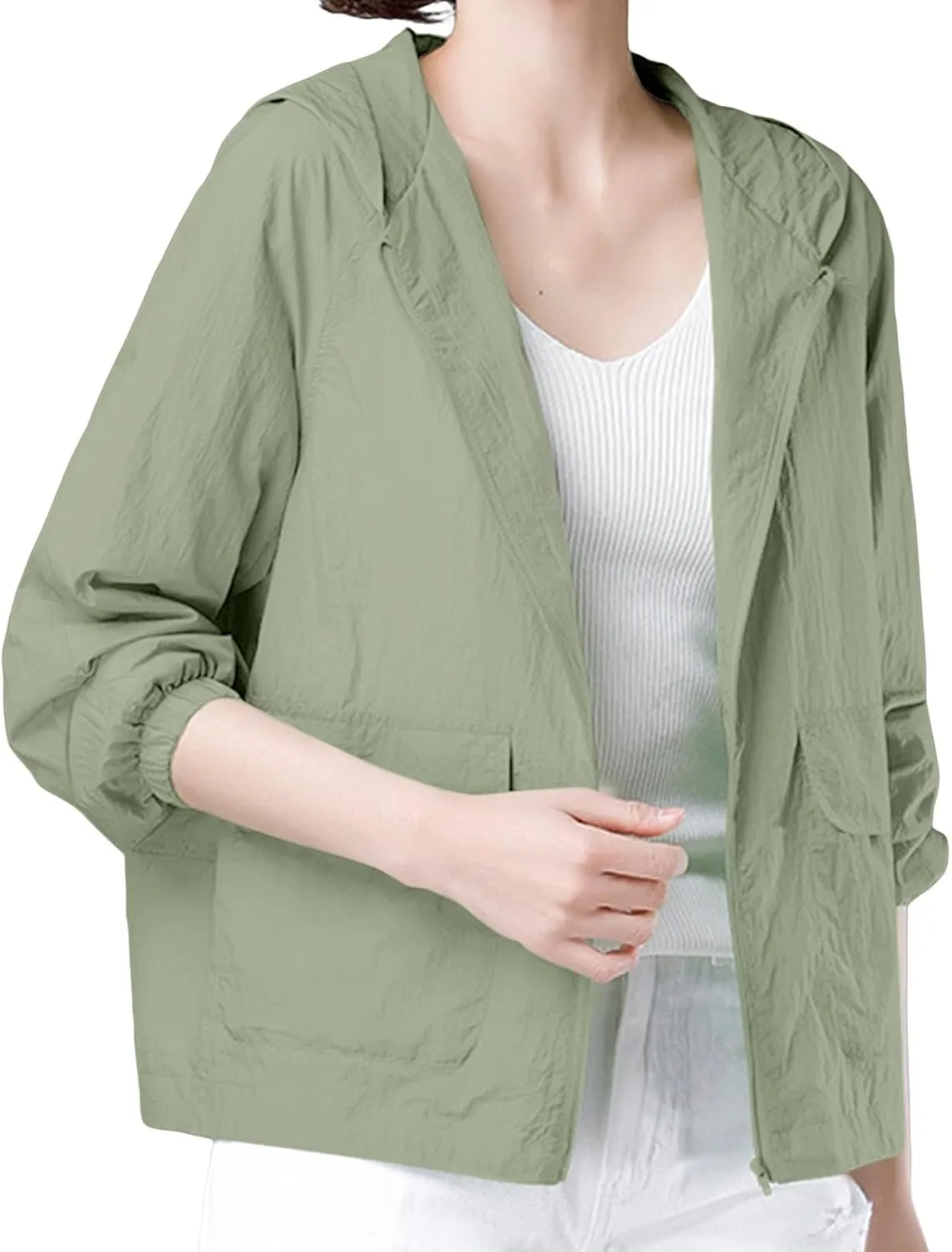 Lightweight Rain Jacket for Women Hood Packable Softshell Breathable Raincoat Hiking Fishing Travel Waterproof Jacket