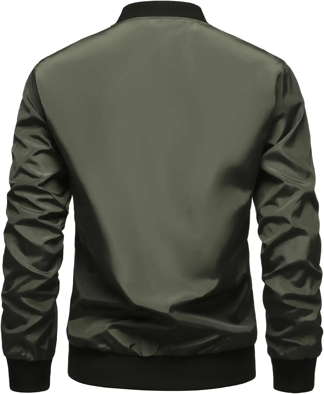 Men's Bomber Jacket Lightweight Casual Softshell Flight Jacket Slim Fit Varsity Jacket Zip Up Windbreaker with Pocket