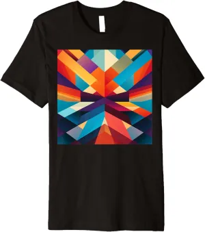 Multicolored Wooden Geometric Pattern Premium T-Shirt