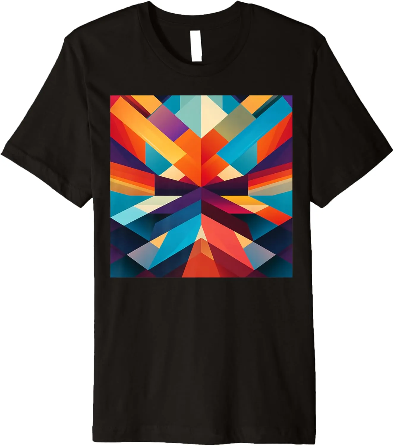 Multicolored Wooden Geometric Pattern Premium T-Shirt