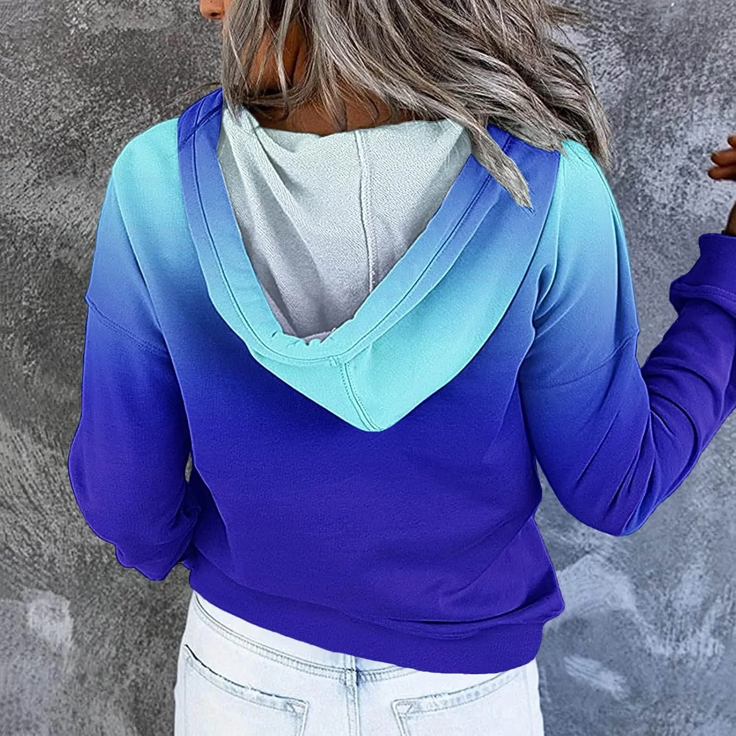 Muyise Womens 2023 Hooded Button Collar Drawstring Hoodies Pullover Sweatshirts Casual Long Sleeve Tops Shirts with Pocket