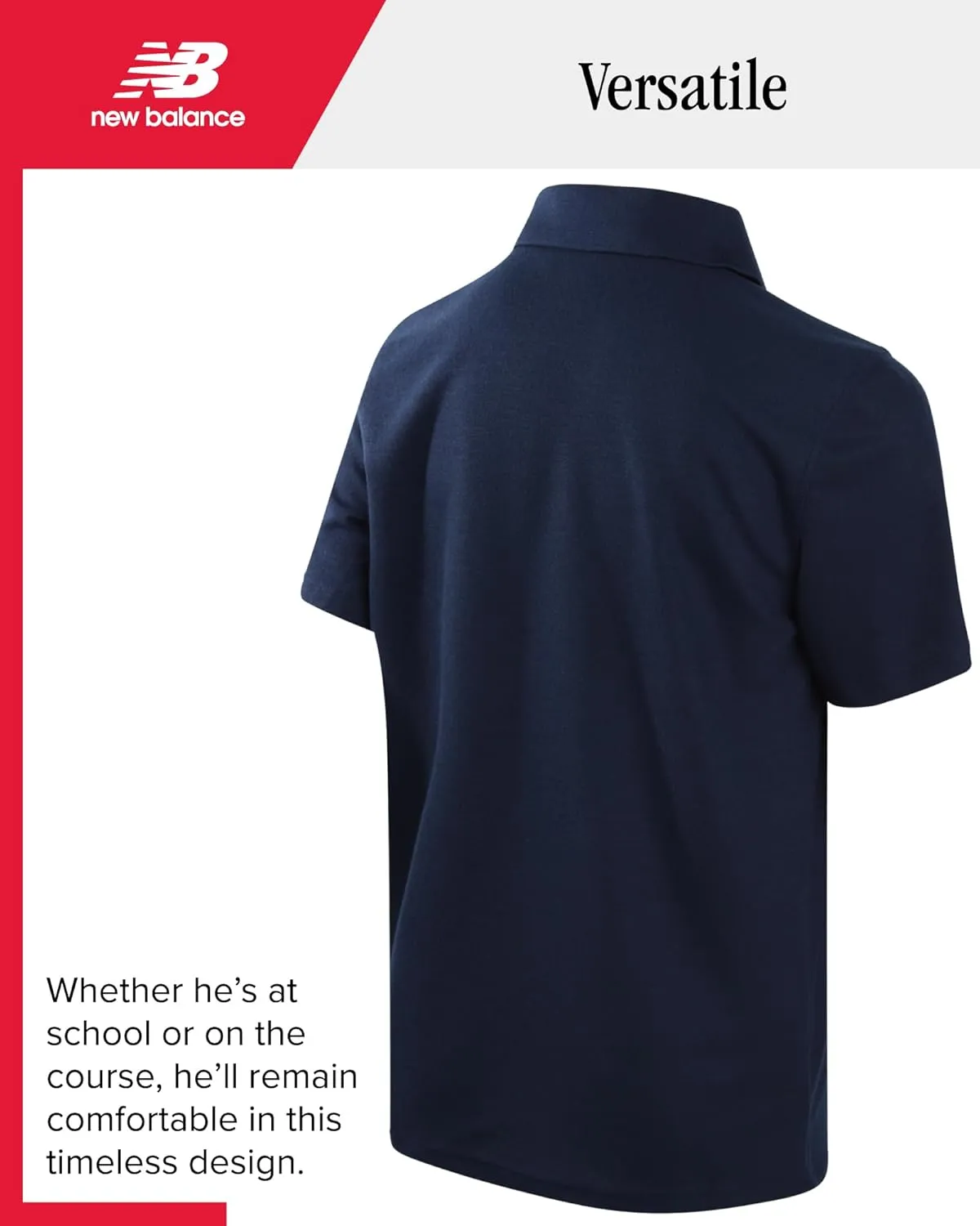 New Balance Boys Polo T-Shirt - 2 Pack Short Sleeve Dry Fit Shirt - Performance Collared Golf Shirt (8-20)