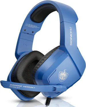 PHOINIKAS Gaming Headset for PS4, PS5, PC, Laptop, Stereo Over Ear Gaming Headphones with Noise-Canceling Mic, Gaming Headsets for XboxOne, Switch, Laptop, Mac, Phone (Navy Blue)