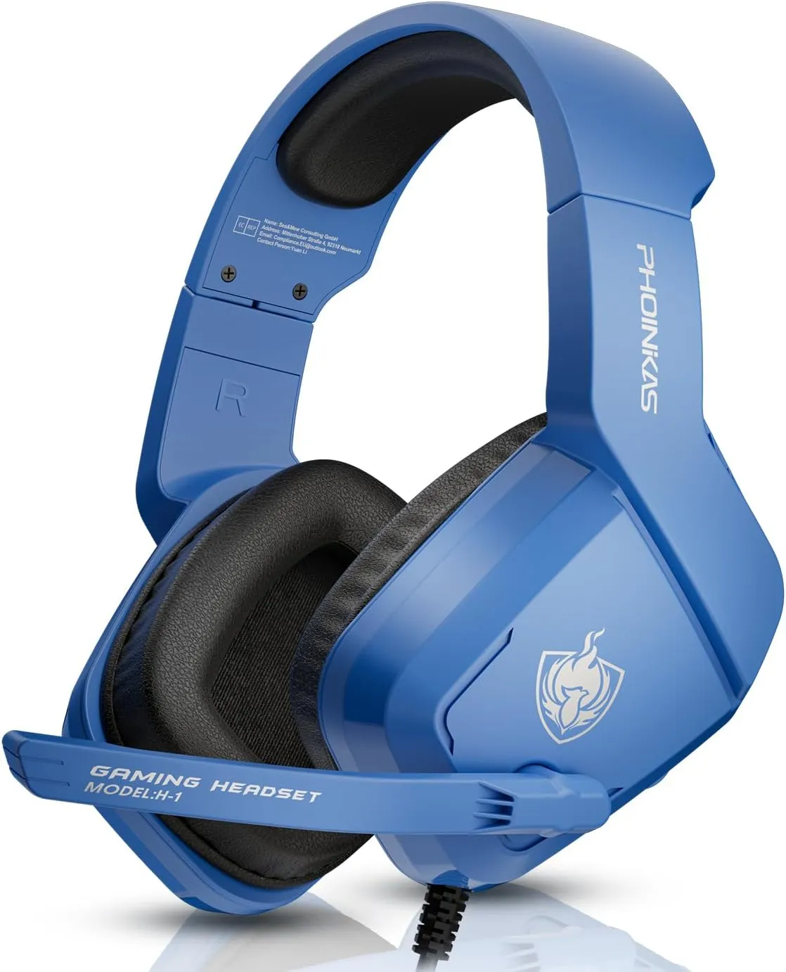PHOINIKAS Gaming Headset for PS4, PS5, PC, Laptop, Stereo Over Ear Gaming Headphones with Noise-Canceling Mic, Gaming Headsets for XboxOne, Switch, Laptop, Mac, Phone (Navy Blue)