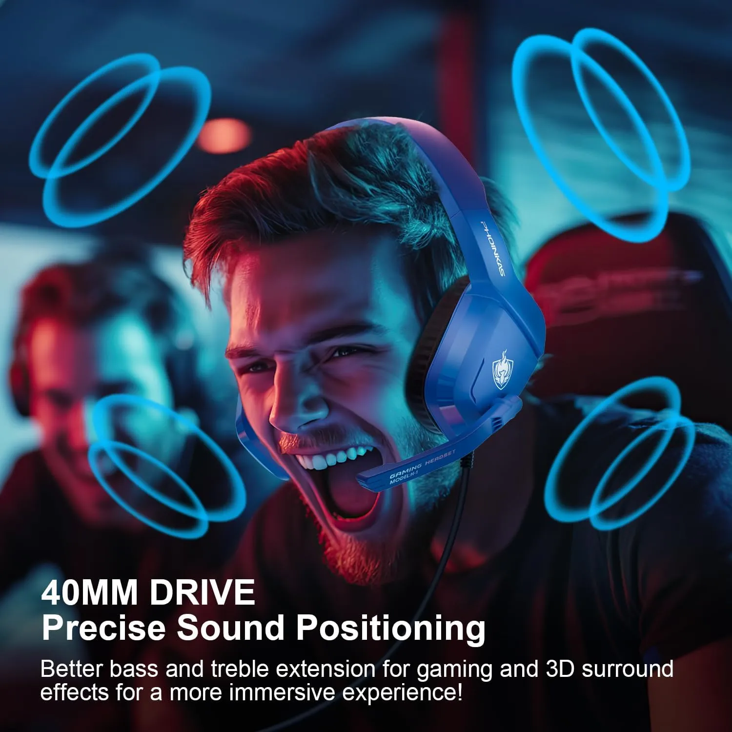 PHOINIKAS Gaming Headset for PS4, PS5, PC, Laptop, Stereo Over Ear Gaming Headphones with Noise-Canceling Mic, Gaming Headsets for XboxOne, Switch, Laptop, Mac, Phone (Navy Blue)