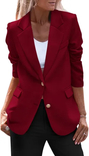 PRETTYGARDEN Women's Spring Fall Business Casual Blazers Long Sleeve Notch Lapel Trendy Work Office Blazer Jackets Outerwear