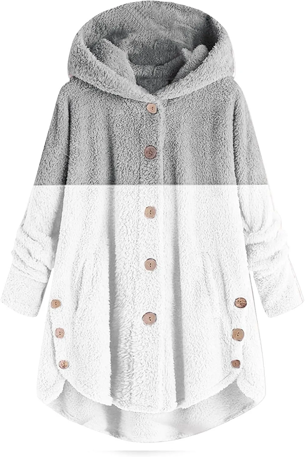 QWENTMTNTY Plus Size Winter Jackets for Women 2023 Office Work Outerwear with Pocket Comfy Plush Winter Sherpa Lined Jacket