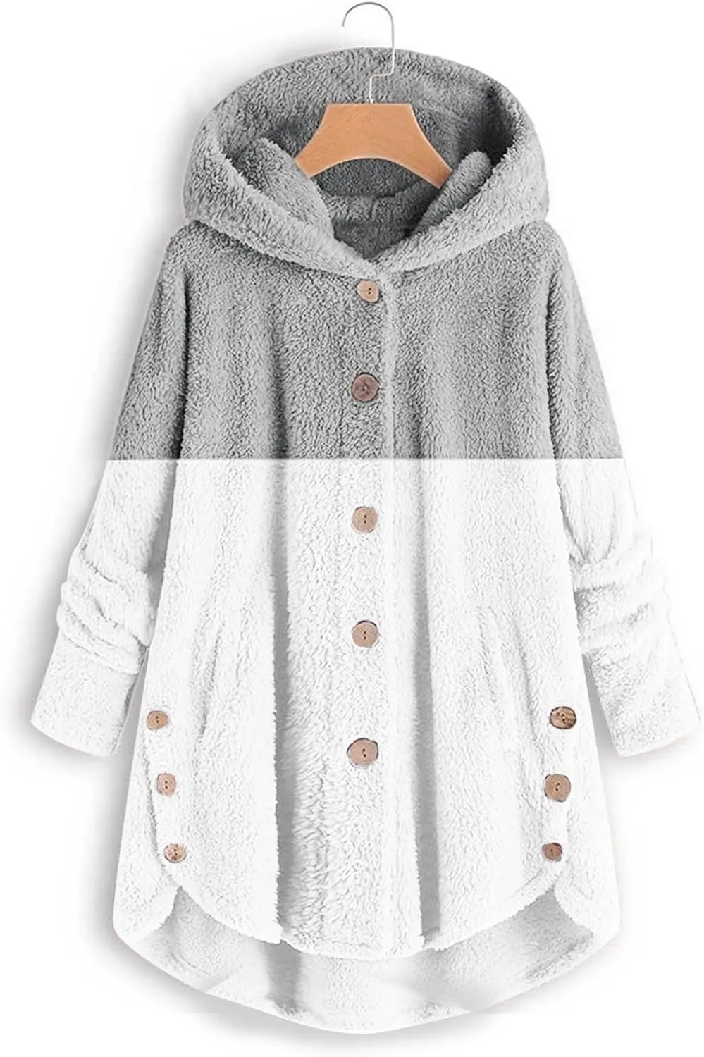 QWENTMTNTY Plus Size Winter Jackets for Women 2023 Office Work Outerwear with Pocket Comfy Plush Winter Sherpa Lined Jacket