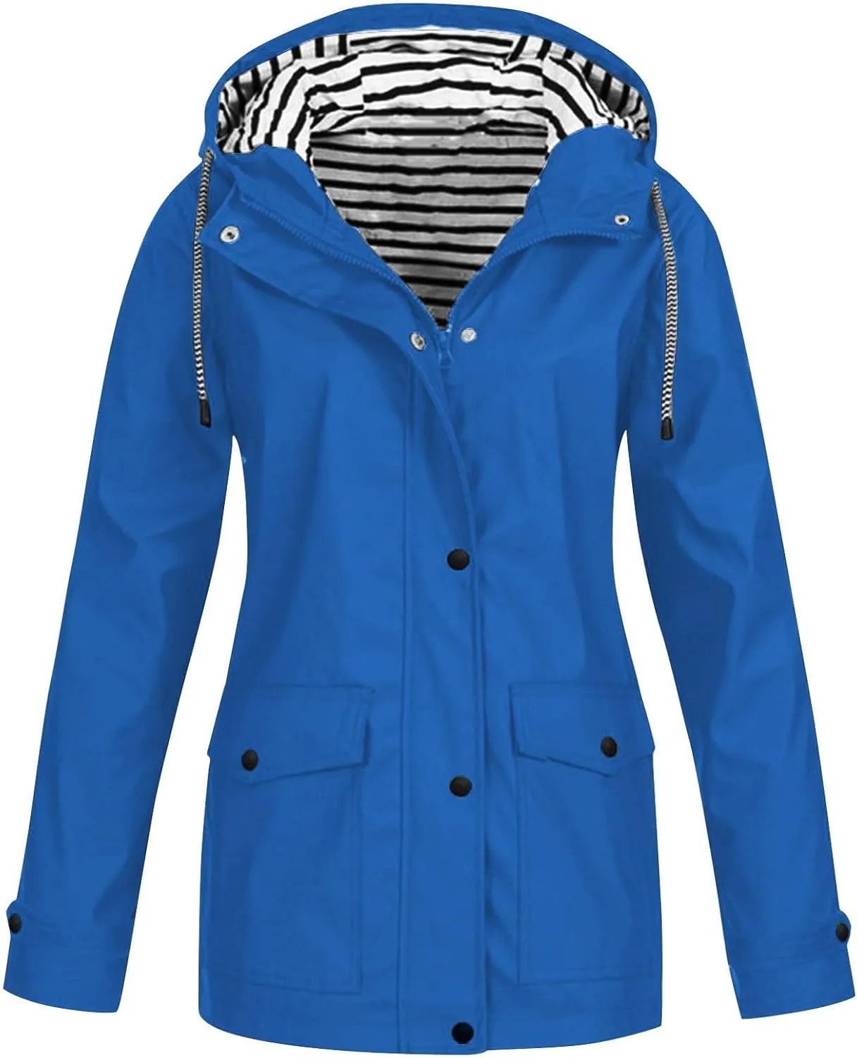 Rain Jacket Women,2025 Spring Trendy Zip Lined Waterproof Rain Coats Lightweight Outdoor Hiking Hooded Windbreaker