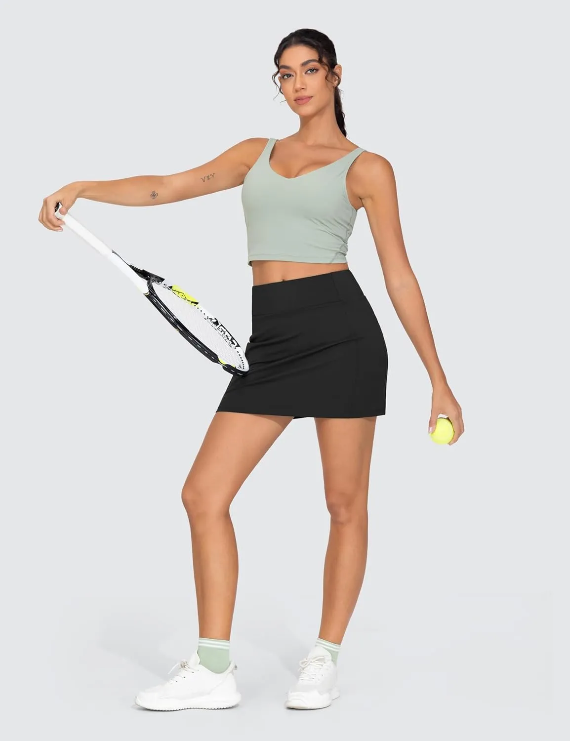 THE GYM PEOPLE Women's High Waisted Golf Skorts Tennis Mini Athletic Active Skirts Built-in Shorts with 3 Pockets