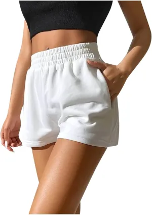 Uillui Sweat Shorts Womens 5" Comfy Cotton Athletic Gym Shorts High Waisted Workout Running Shorts Casual Jogger Short Pants
