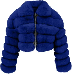 Women Trendy Faux Fur Coats Furry Short Crop Jacket Plus Size Long Sleeve Jackets Warm Winter Outerwear
