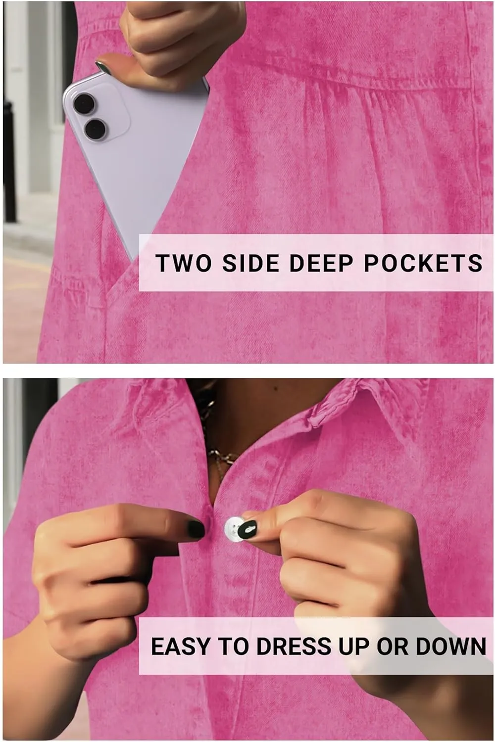 Women's Denim Dress for Women Blue Jean Dress 2025 Trendy Summer Short Sleeve Denim Dresses with Pockets