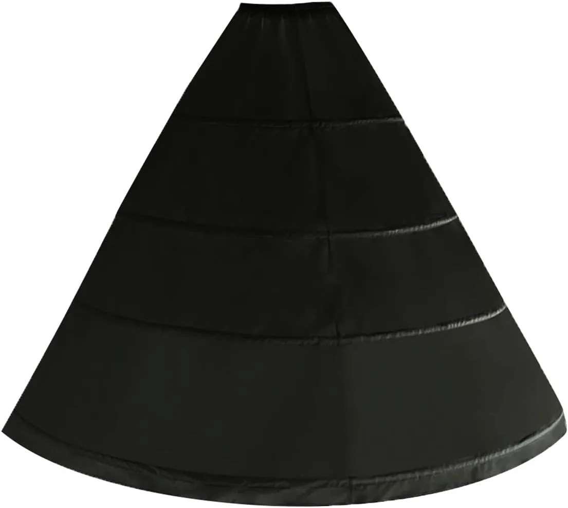 YULUOSHA Women Crinoline Petticoat 4 Hoop A-line Skirt Slips Floor Length Underskirt for Wedding Ball Gown Bridal Dress