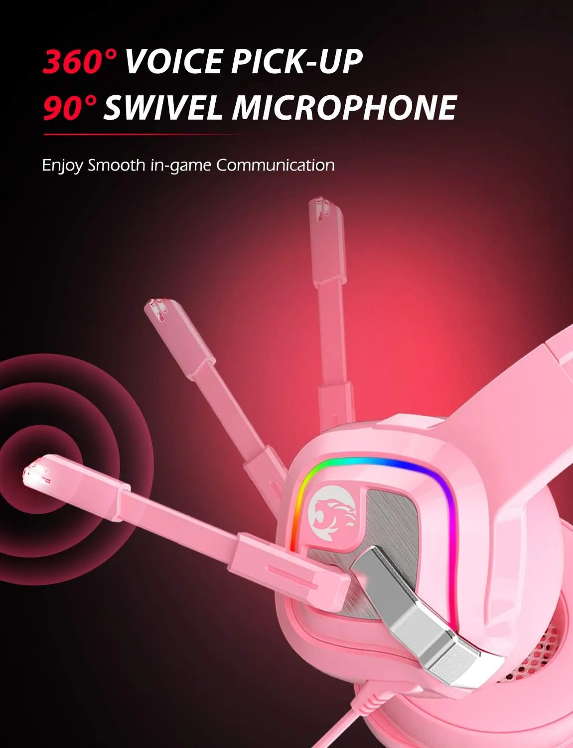 ZIUMIER Pink Gaming Headset for PC, PS4, PS5, Xbox One, Xbox Series S/X, Switch, Noise Canceling Microphone, Stereo Surround Sound, 3.5mm Wired Gaming Headphones