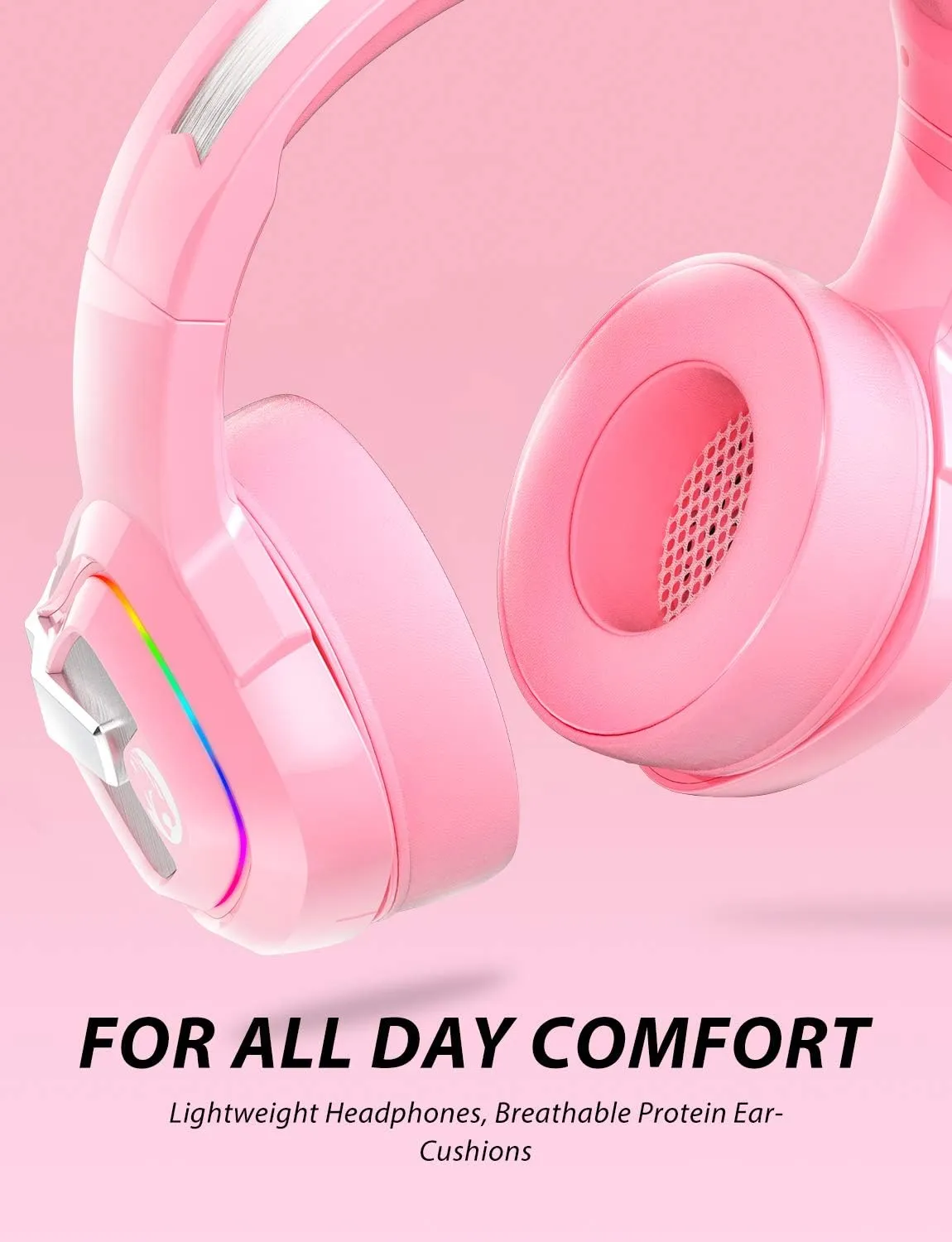 ZIUMIER Pink Gaming Headset for PC, PS4, PS5, Xbox One, Xbox Series S/X, Switch, Noise Canceling Microphone, Stereo Surround Sound, 3.5mm Wired Gaming Headphones
