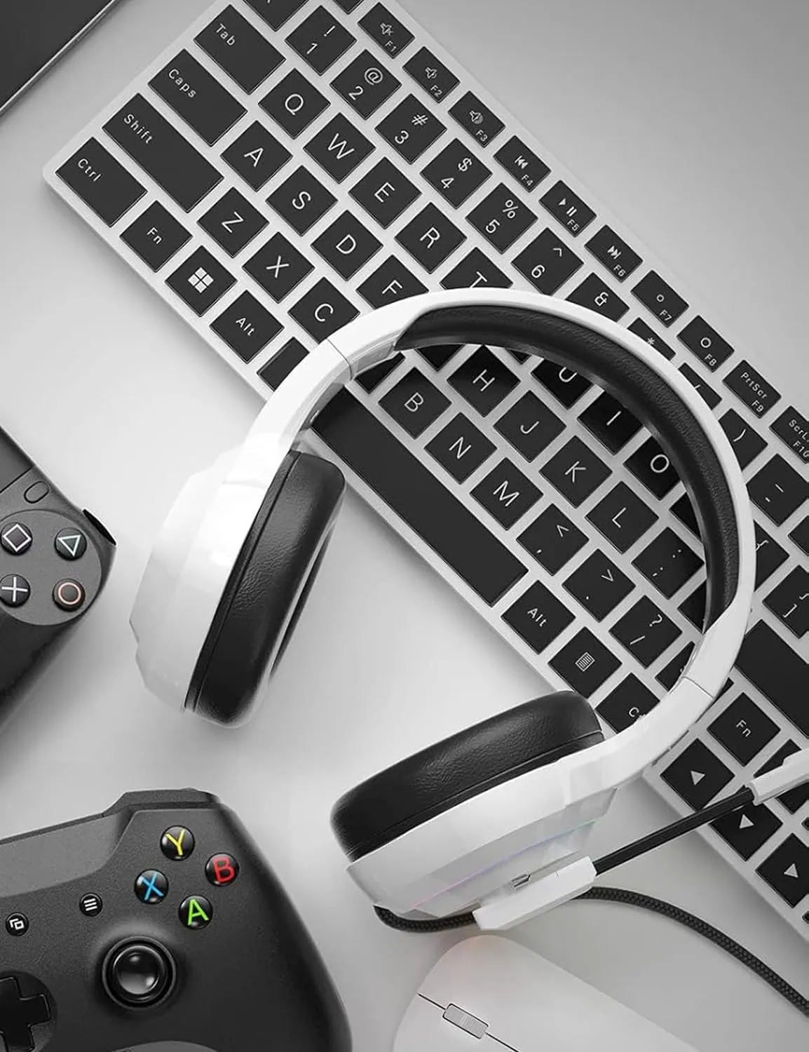 ZIUMIER White Gaming Headset for PC, PS4, PS5, Xbox One, Xbox Series S/X, Switch, Noise Canceling Microphone, Stereo Surround Sound, 3.5mm Wired Gaming Headphones