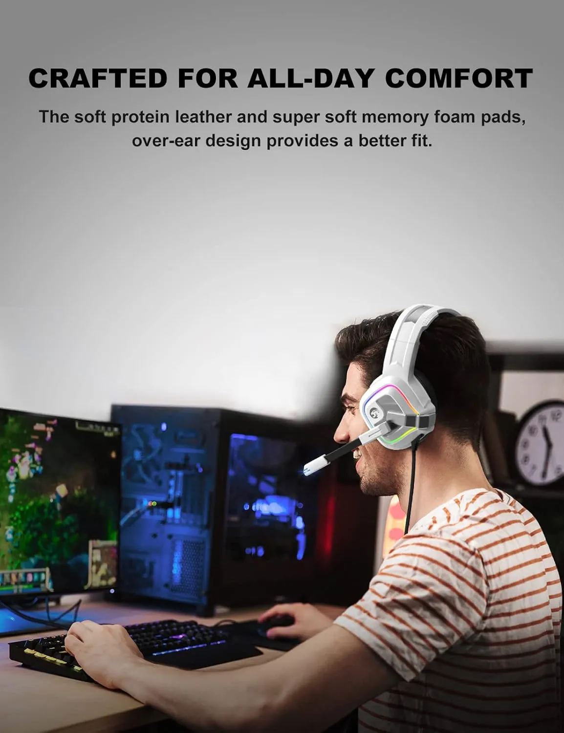ZIUMIER White Gaming Headset for PC, PS4, PS5, Xbox One, Xbox Series S/X, Switch, Noise Canceling Microphone, Stereo Surround Sound, 3.5mm Wired Gaming Headphones