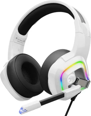 ZIUMIER White Gaming Headset for PC, PS4, PS5, Xbox One, Xbox Series S/X, Switch, Noise Canceling Microphone, Stereo Surround Sound, 3.5mm Wired Gaming Headphones